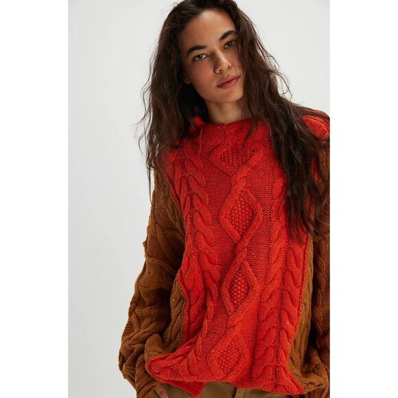 Free People Living The Dream Cable Tunic Size XS Pumpkin Spice Knit Sweater - Picture 1 of 4